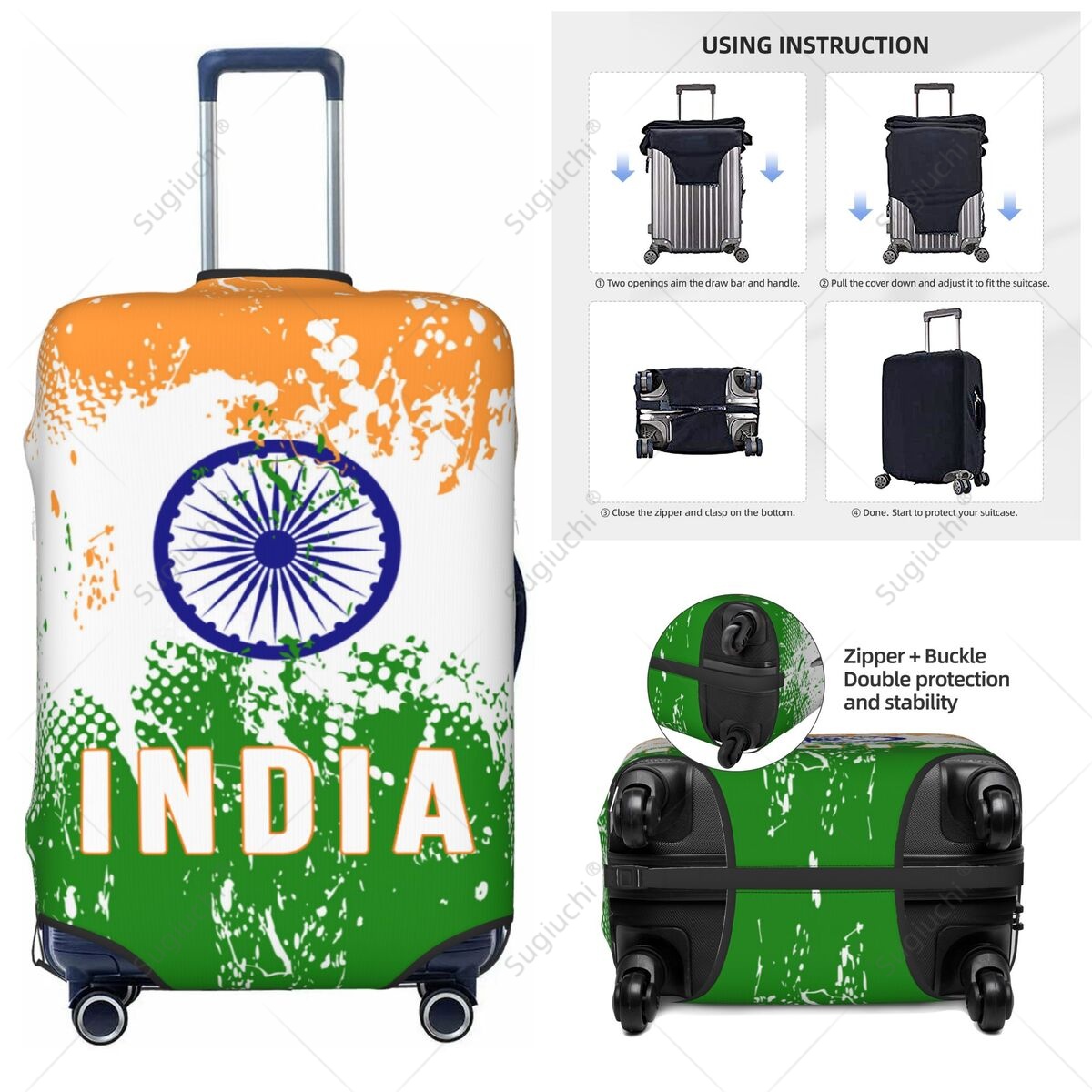 Travel Accessories India - India Flag Luggage Cover Suitcase Elastic