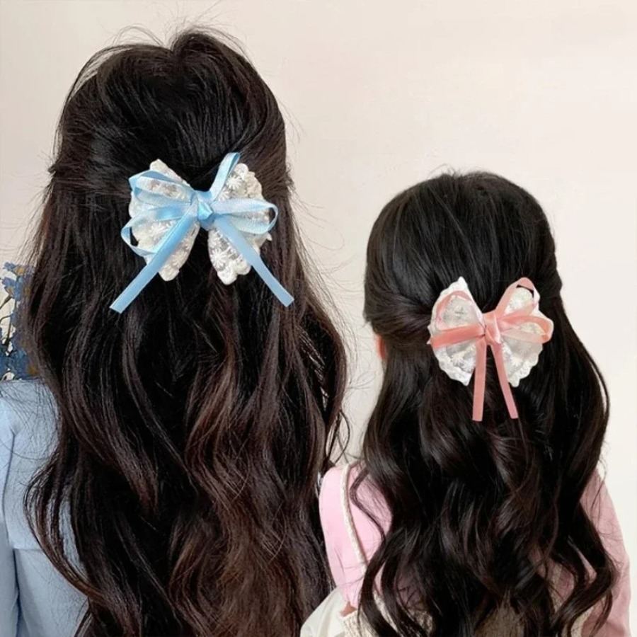 2pcs/set Cute Lace Bow Hair Cl - Travel Accessories For 4 Year Old ulasan dan harga