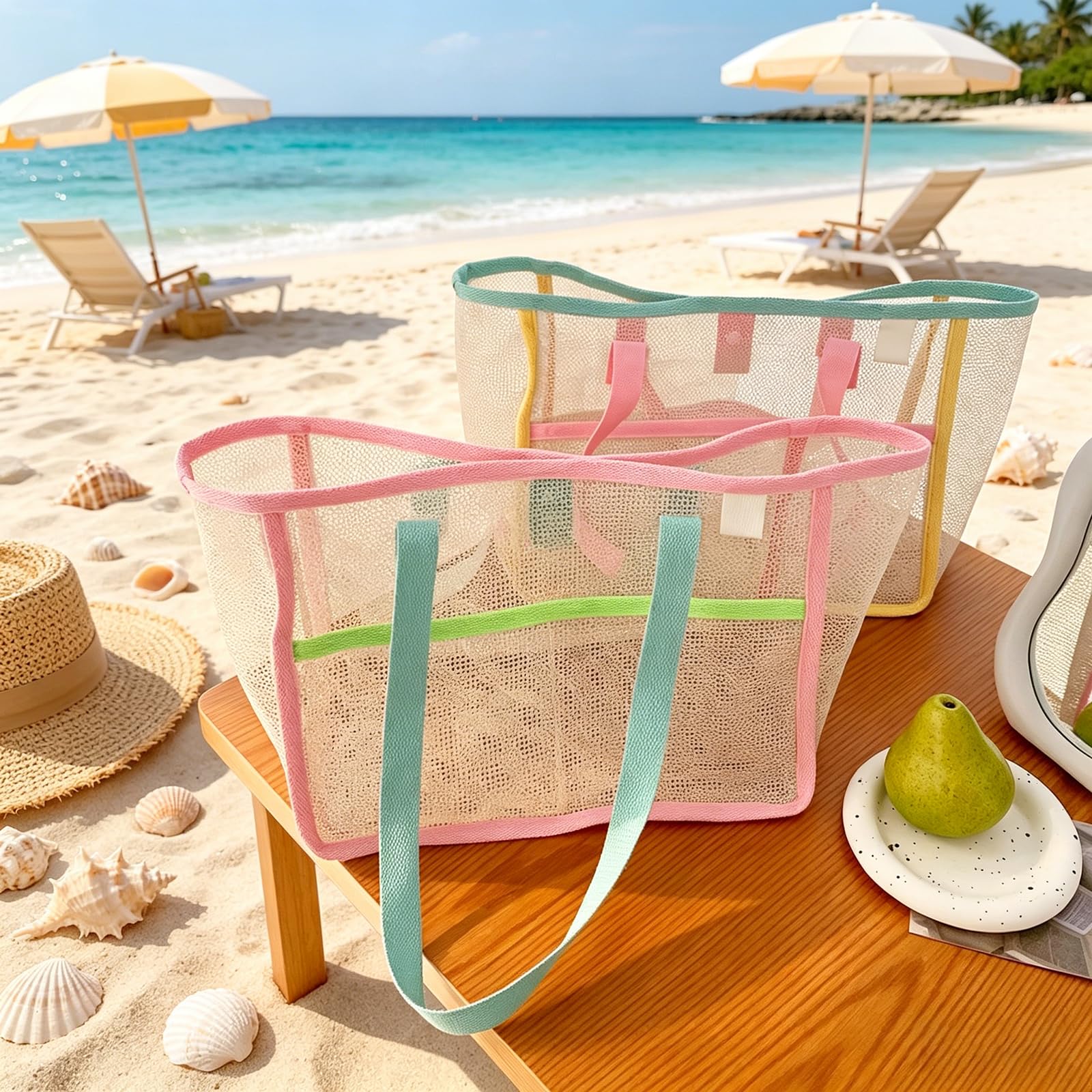Beach Bags for Women Colorful  - Travel Accessories Usa ulasan dan harga