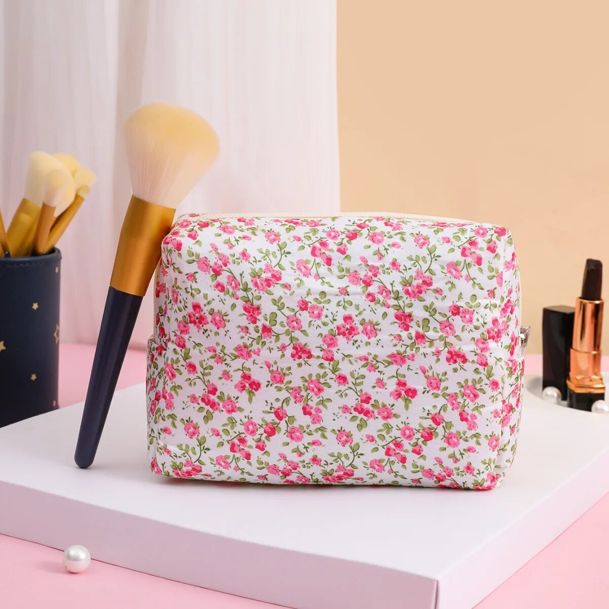 Storage Organizer Floral Puffy - Travel Accessories Needed ulasan dan harga