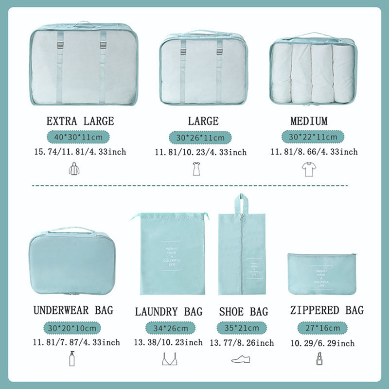 7Pcs Travel Packing Cubes Set  - Travel Accessories Packing Cubes ulasan dan harga