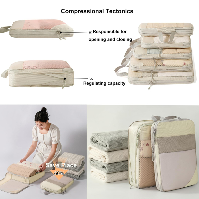 5PCS Compression Packing Cubes - Travel Accessories Packing Cubes ulasan dan harga