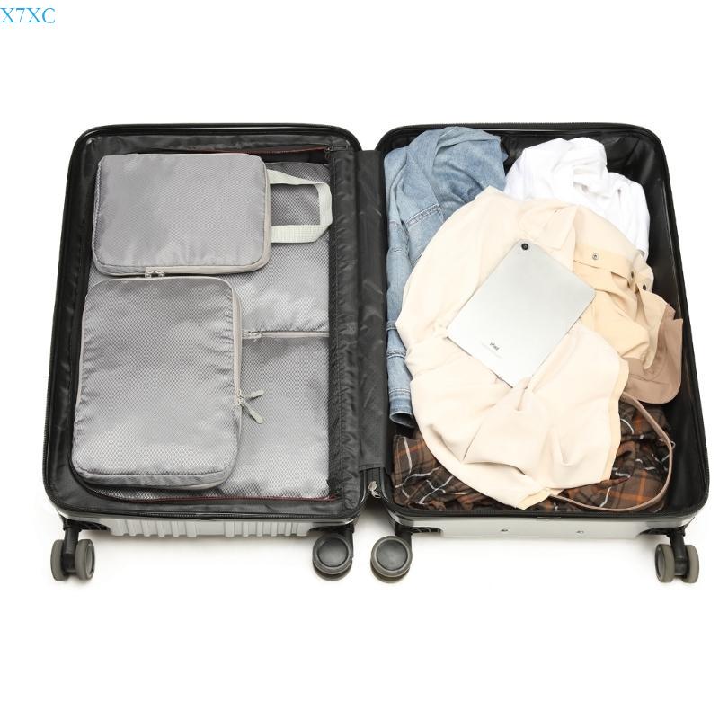 X7XC 4 Pcs/Set Suitcase Compre - Travel Accessories Packing Cubes ulasan dan harga
